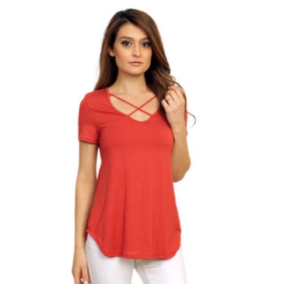 Lime n Chili Criss Cross Women Short Sleeve Top Size Medium - Picture 2 of 7